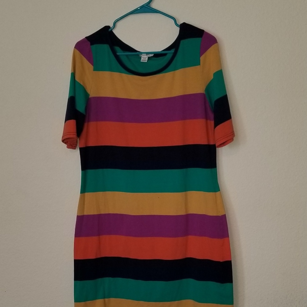 Multi color striped plus size (bodycon) dress 1x